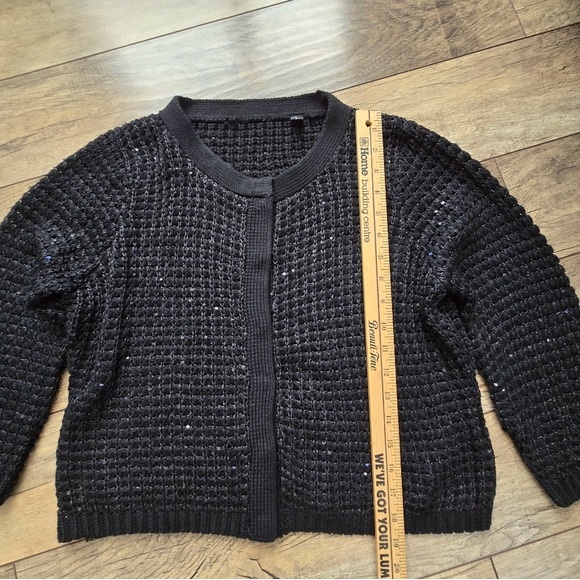 Chic Black Knit snap up Cardigan womens large - Picture 5 of 10